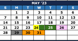 District School Academic Calendar for Community Evening School for May 2023