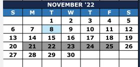 District School Academic Calendar for The Summit Intermediate for November 2022