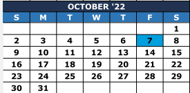 District School Academic Calendar for The Summit Intermediate for October 2022