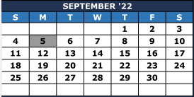 District School Academic Calendar for L P Card Skill Center for September 2022