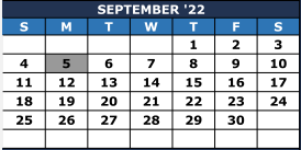 District School Academic Calendar for Fisher Guidance Ctr for September 2022