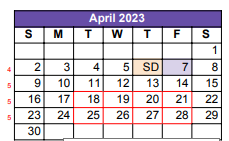 District School Academic Calendar for Crockett Middle School for April 2023