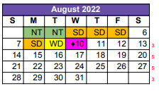District School Academic Calendar for Crockett Middle School for August 2022