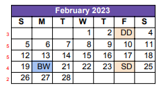 District School Academic Calendar for Crockett Middle School for February 2023