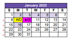 District School Academic Calendar for Lamar Center for January 2023