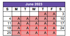 District School Academic Calendar for Pecos H S for June 2023