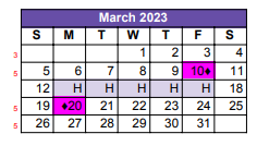 District School Academic Calendar for Crockett Middle School for March 2023