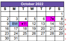 District School Academic Calendar for Crockett Middle School for October 2022