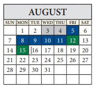 District School Academic Calendar for Pflugerville Elementary School for August 2022