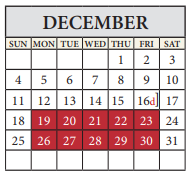 District School Academic Calendar for Murchison Elementary School for December 2022