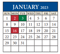 District School Academic Calendar for River Oaks Elementary for January 2023