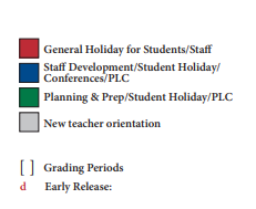 District School Academic Calendar Legend for Northwest Elementary