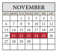 District School Academic Calendar for John B Connally High School for November 2022