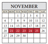 District School Academic Calendar for Pflugerville Middle for November 2022