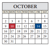 District School Academic Calendar for Alter Learning Ctr for October 2022