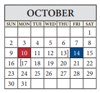 District School Academic Calendar for River Oaks Elementary for October 2022