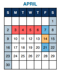 District School Academic Calendar for La Brum Gen J Harry MS for April 2023