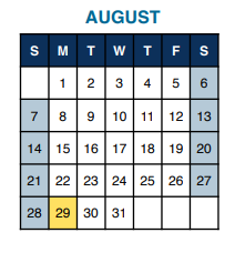 District School Academic Calendar for Parkway Northwest for August 2022