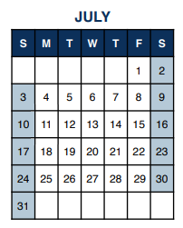 District School Academic Calendar for Willard Frances E Sch for July 2022