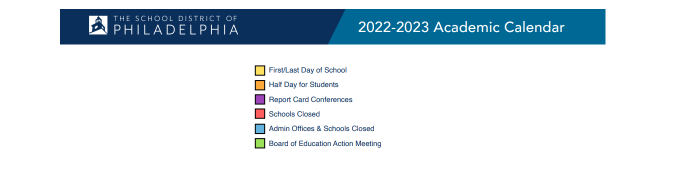 District School Academic Calendar Key for Philadelphia Military Acad At Leeds