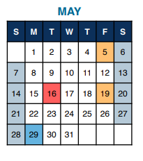District School Academic Calendar for Huey Samuel B Sch for May 2023