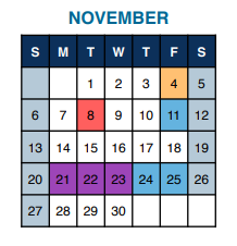 District School Academic Calendar for Baldi C C A MS for November 2022