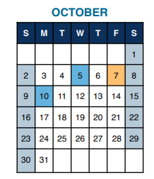 District School Academic Calendar for Miller E S Sch for October 2022