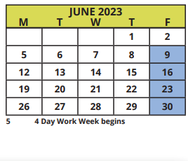District School Academic Calendar for Palm Harbor Middle School for June 2023