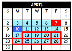 District School Academic Calendar for Pittsburg Middle for April 2023