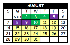 District School Academic Calendar for Pittsburg Primary for August 2022