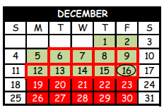 District School Academic Calendar for Pittsburg H S for December 2022