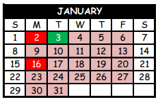 District School Academic Calendar for Pittsburg Middle for January 2023