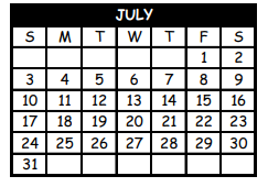 District School Academic Calendar for Pittsburg Middle for July 2022