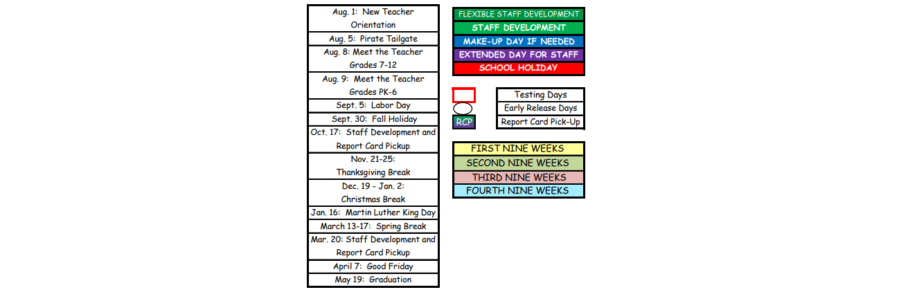 District School Academic Calendar Key for Pittsburg Elementary