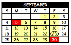 District School Academic Calendar for Pittsburg Elementary for September 2022