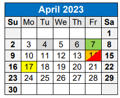District School Academic Calendar for Coronado Junior High School for April 2023