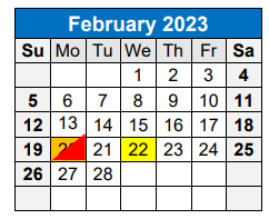 District School Academic Calendar for Ash 6th Grade Learning Center for February 2023