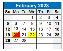 District School Academic Calendar for Highland Elementary School for February 2023