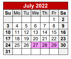 District School Academic Calendar for Lakeside 5th Grade Learning Center for July 2022