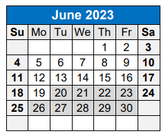 District School Academic Calendar for College Hill Elementary School for June 2023