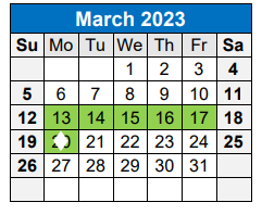 District School Academic Calendar for Coronado Junior High School for March 2023