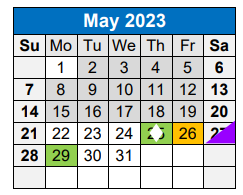 District School Academic Calendar for College Hill Elementary School for May 2023