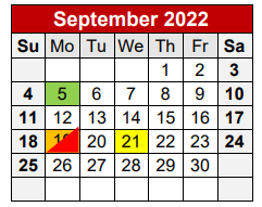 District School Academic Calendar for Highland Elementary School for September 2022