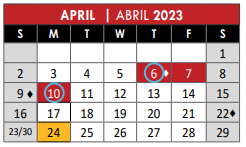 District School Academic Calendar for Martha Hunt Elementary School for April 2023