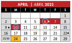 District School Academic Calendar for David Mccall Elementary for April 2023