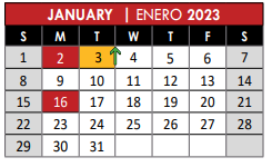 District School Academic Calendar for David Mccall Elementary for January 2023