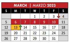 District School Academic Calendar for Night School for March 2023