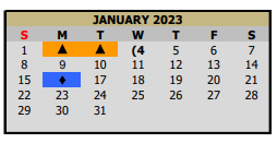District School Academic Calendar for Pleasant Grove Middle for January 2023