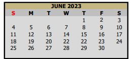 District School Academic Calendar for Pleasant Grove Middle for June 2023