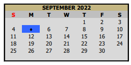 District School Academic Calendar for Pleasant Grove High School for September 2022
